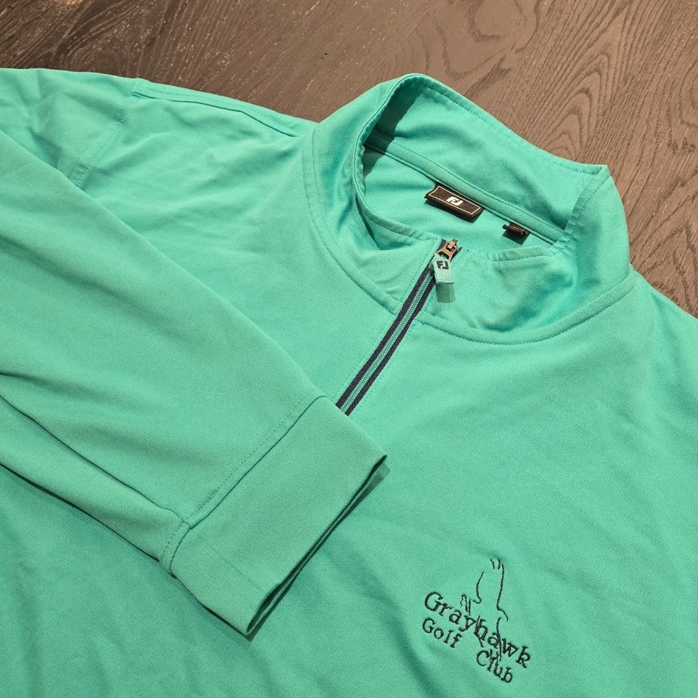 FootJoy Grayhawk Golf Club Mens 2XL Teal‎ 1/4 Zip Pullover Jacket Performance FJ